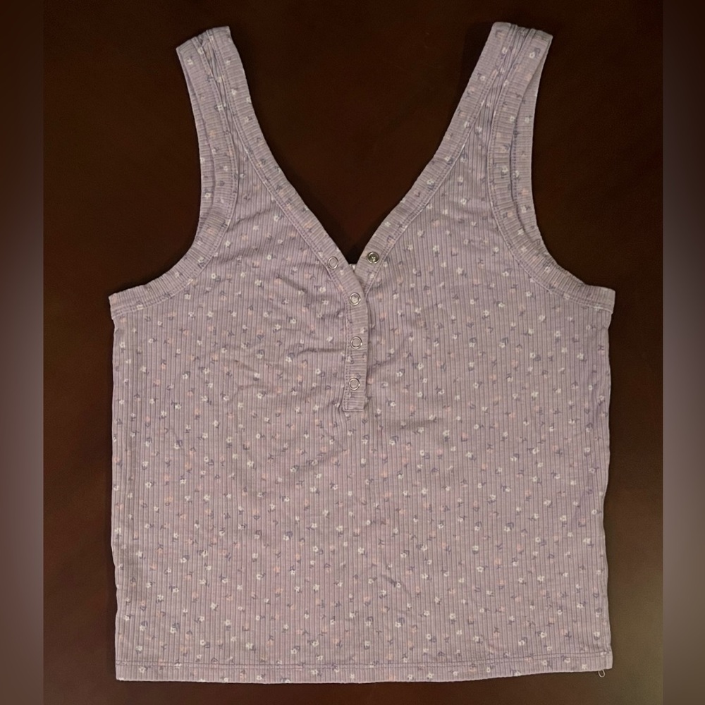 Lilac Flower Print Tank Top